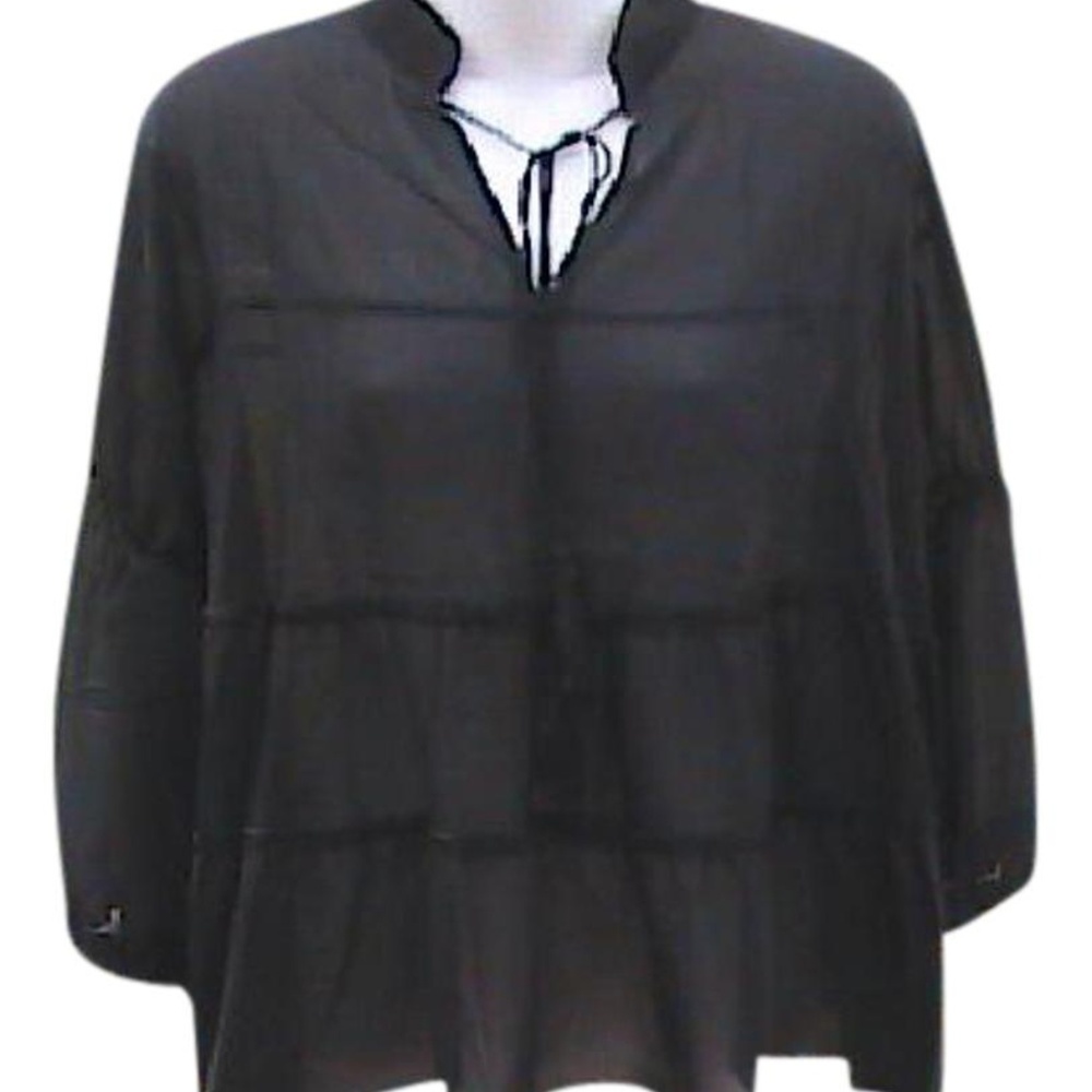 Black Vintage Style 3/4 Sleeve Chiffon Blouse